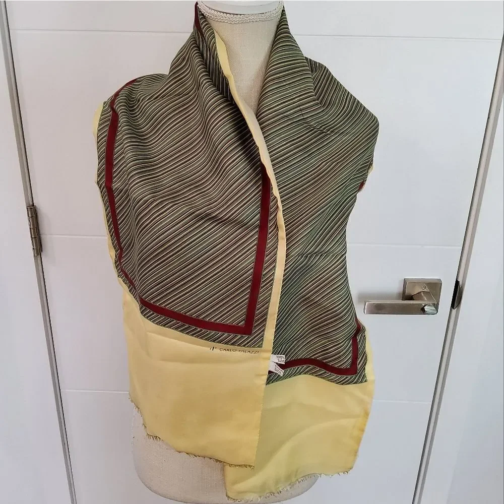 Carlo Palazzi Silk Wool Striped Scarf Size 11,5